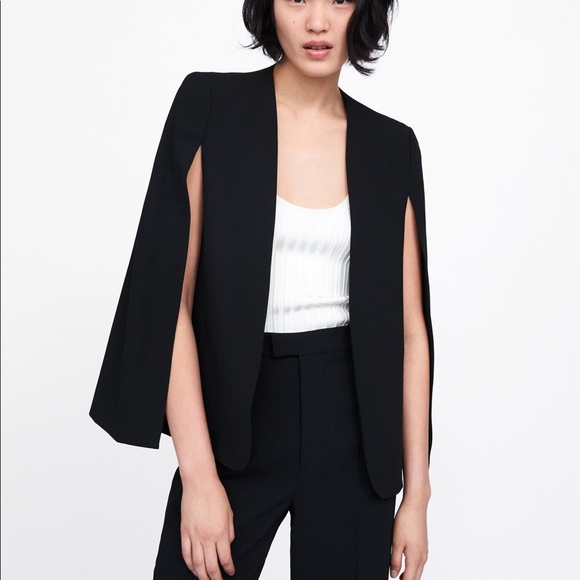white cape blazer zara